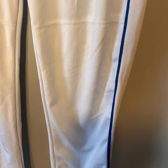 Men’s Alleson White Baseball Pants w/ Blue Piping - Picture 4 of 10